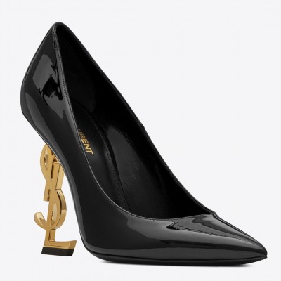 Saint Laurent Opyum 110 Pumps In Patent Leather with Gold Heel TDSS13990