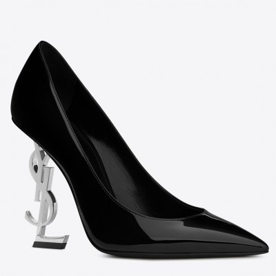 Saint Laurent Opyum 110 Pumps In Patent Leather with Silver Heel TDSS13991