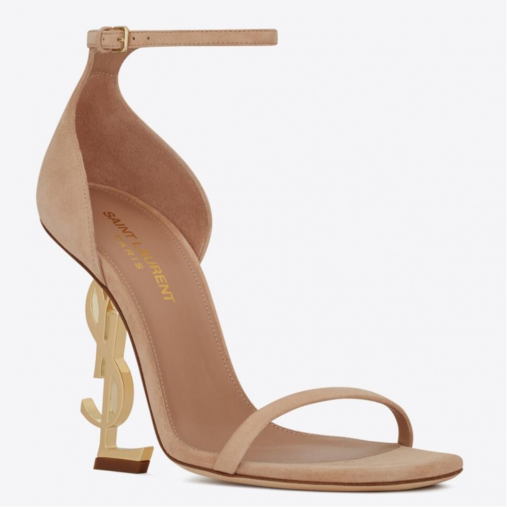 Saint Laurent Opyum 110 Sandals In Beige Suede TDSS13994