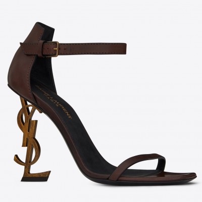 Saint Laurent Opyum 110 Sandals In Burgundy Calfskin TDSS13996