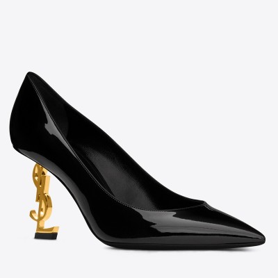 Saint Laurent Opyum Pumps 85mm In Patent Leather with Gold Heel TDSS14004