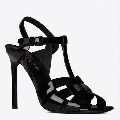 Saint Laurent Tribute Sandals 105 In Black Patent Leather TDSS14015