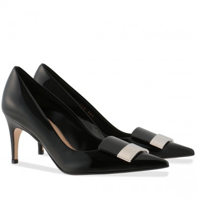 Sergio Rossi SR1 Pumps 75mm In Black Patent TDSS14035