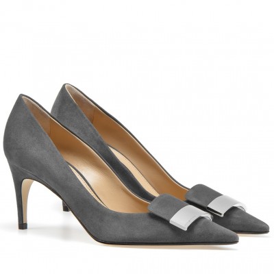 Sergio Rossi SR1 Pumps 75mm In Grey Suede TDSS14037