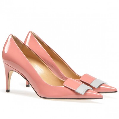 Sergio Rossi SR1 Pumps 75mm In Pink Patent TDSS14039