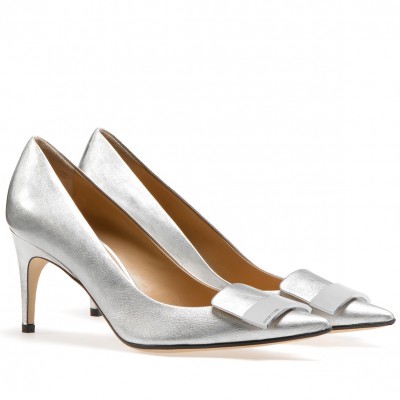 Sergio Rossi SR1 Pumps 75mm In Silver Lambskin TDSS14041