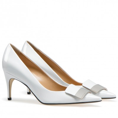 Sergio Rossi SR1 Pumps 75mm In White Patent TDSS14042