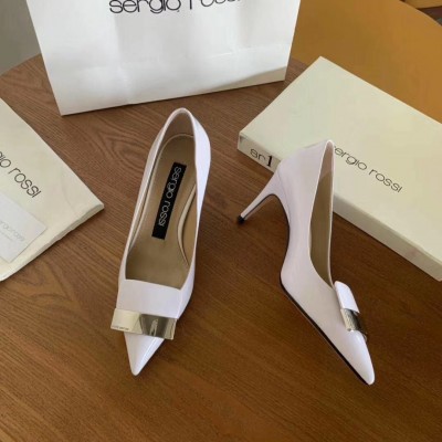 Sergio Rossi SR1 Pumps 75mm In White Patent TDSS14042