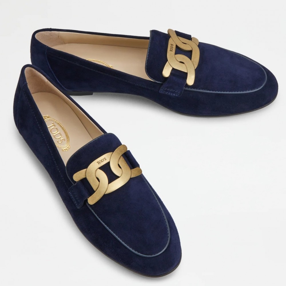 Tod's Kate Loafers In Blue Suede Leather TDSS14051