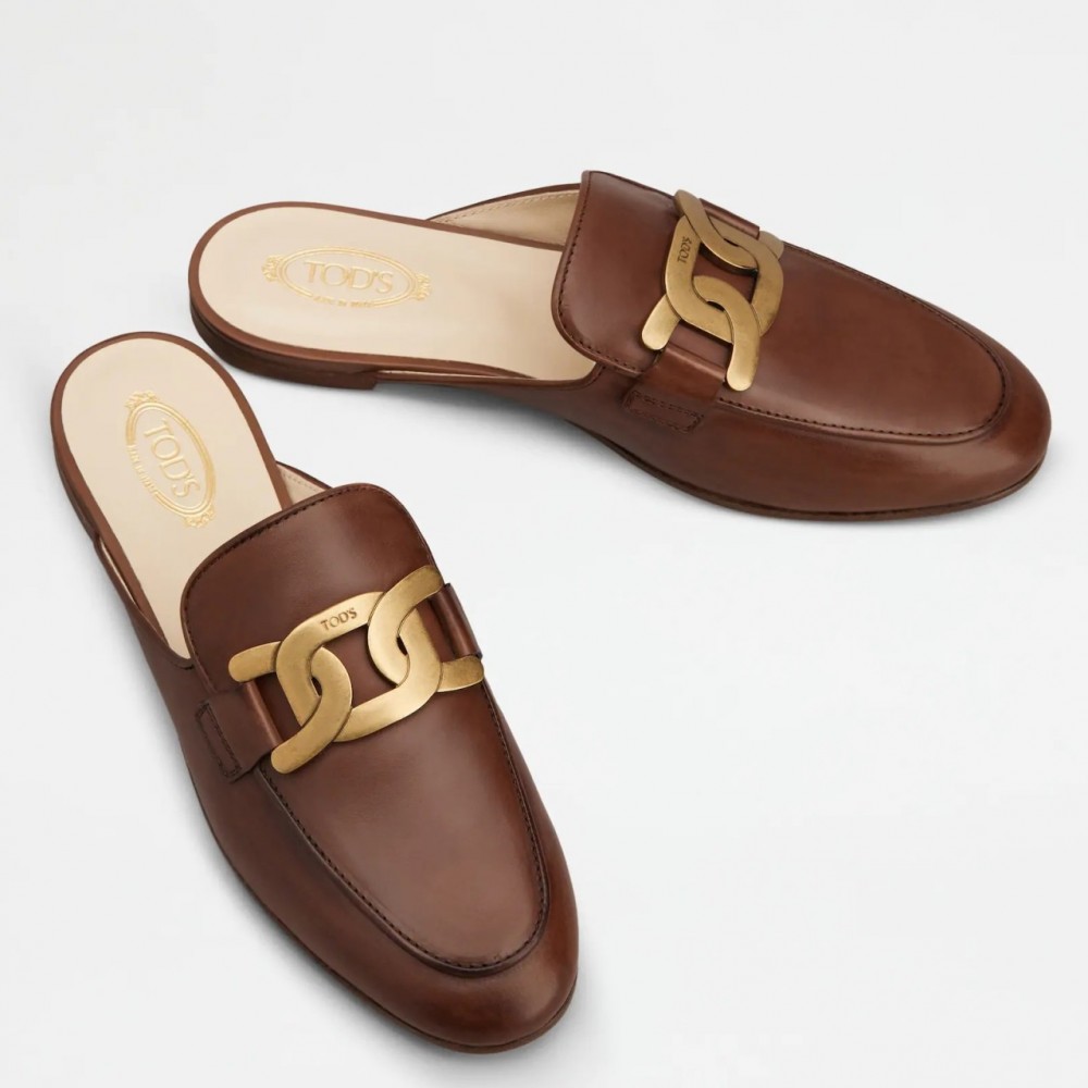 Tod's Mules In Brown Smooth Calfskin TDSS14057