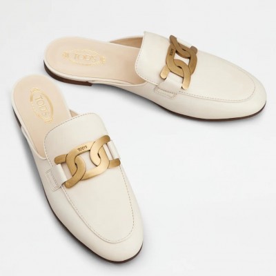 Tod's Mules In White Smooth Calfskin TDSS14059