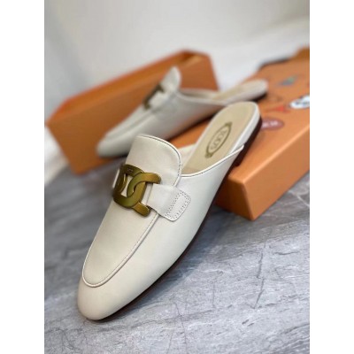 Tod's Mules In White Smooth Calfskin TDSS14059