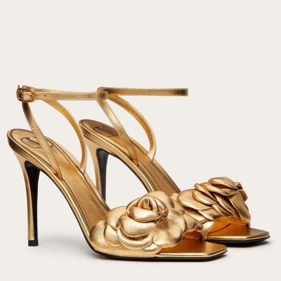 Valentino Atelier Shoes 03 Rose Edition Sandals 100mm Gold TDSS14061