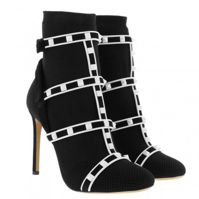 Valentino Black Cage Rockstud Sock Bootie 105mm TDSS14070