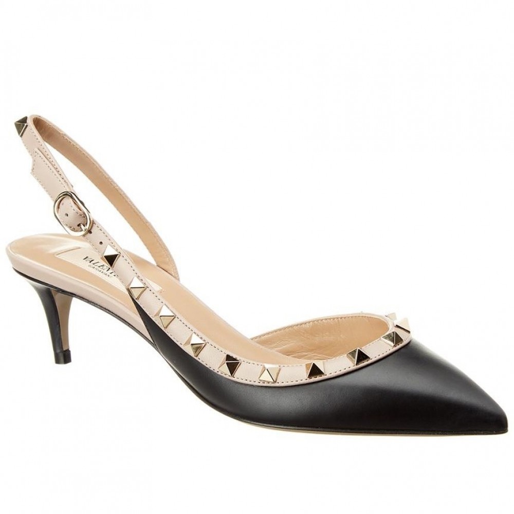 Valentino Black Lambskin Rockstud Slingback Pump 50mm TDSS14071