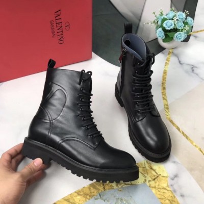 Valentino Black Leather VLogo Combat Boots TDSS14072