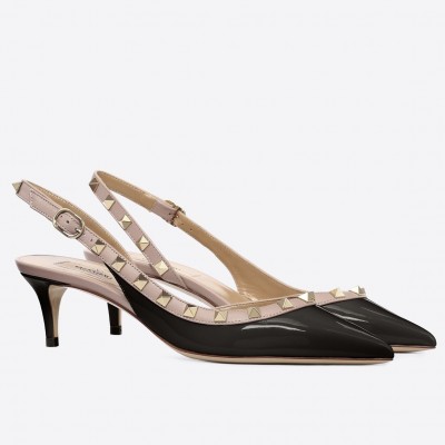 Valentino Black Patent Rockstud Slingback Pump 50mm TDSS14073