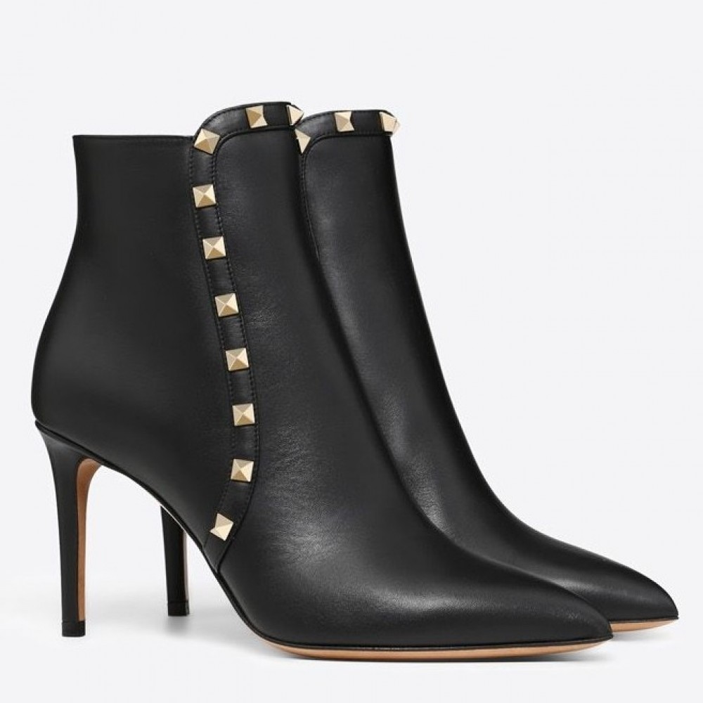 Valentino Black Rockstud Heeled Ankle Boots 85mm TDSS14077