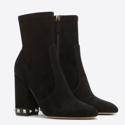 Valentino Black Stretch Suede 60mm Rockstud Bootie TDSS14082