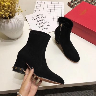 Valentino Black Stretch Suede 60mm Rockstud Bootie TDSS14082