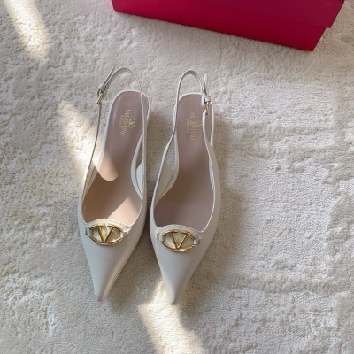 Valentino Bold Edition VLogo Slingback Ballerinas in White Leather TDSS14085