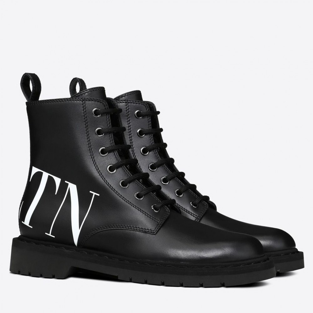 Valentino Garavani Black VLTN Laced Flat Boot TDSS14103