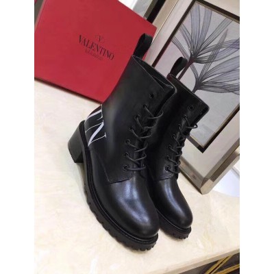 Valentino Garavani Black VLTN Laced Flat Boot TDSS14103