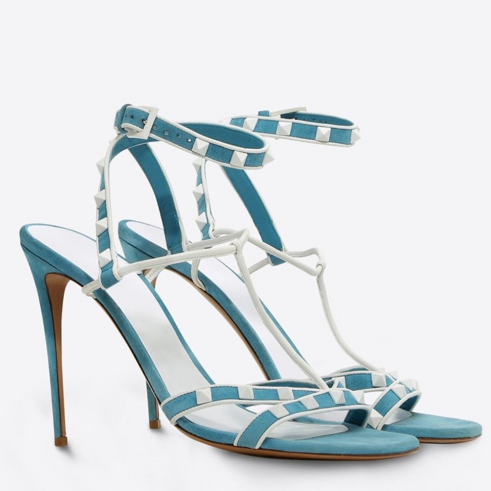 Valentino Garavani Blue Free Rockstud 105mm Sandals TDSS14105