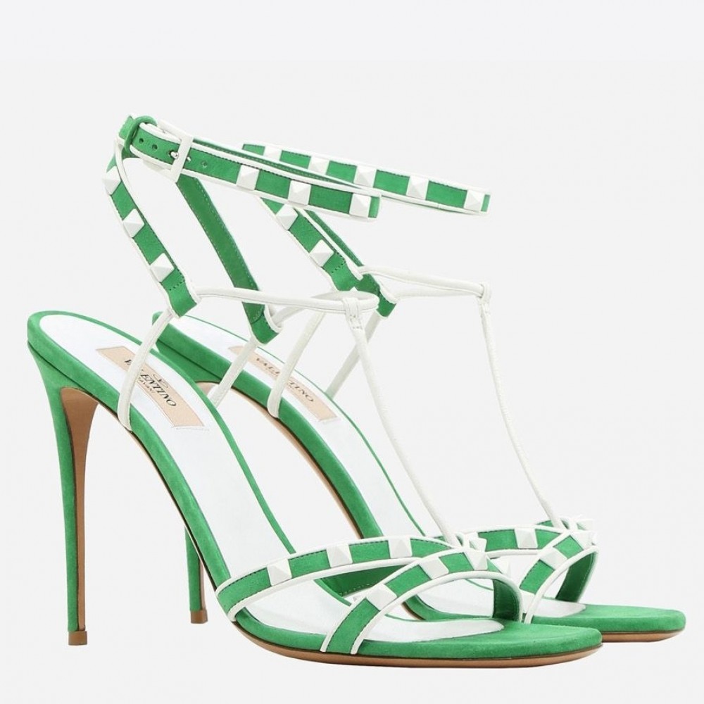 Valentino Garavani Green Free Rockstud 105mm Sandals TDSS14107