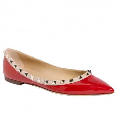 Valentino Garavani Red Rockstud Ballerina Patent Flats TDSS14122