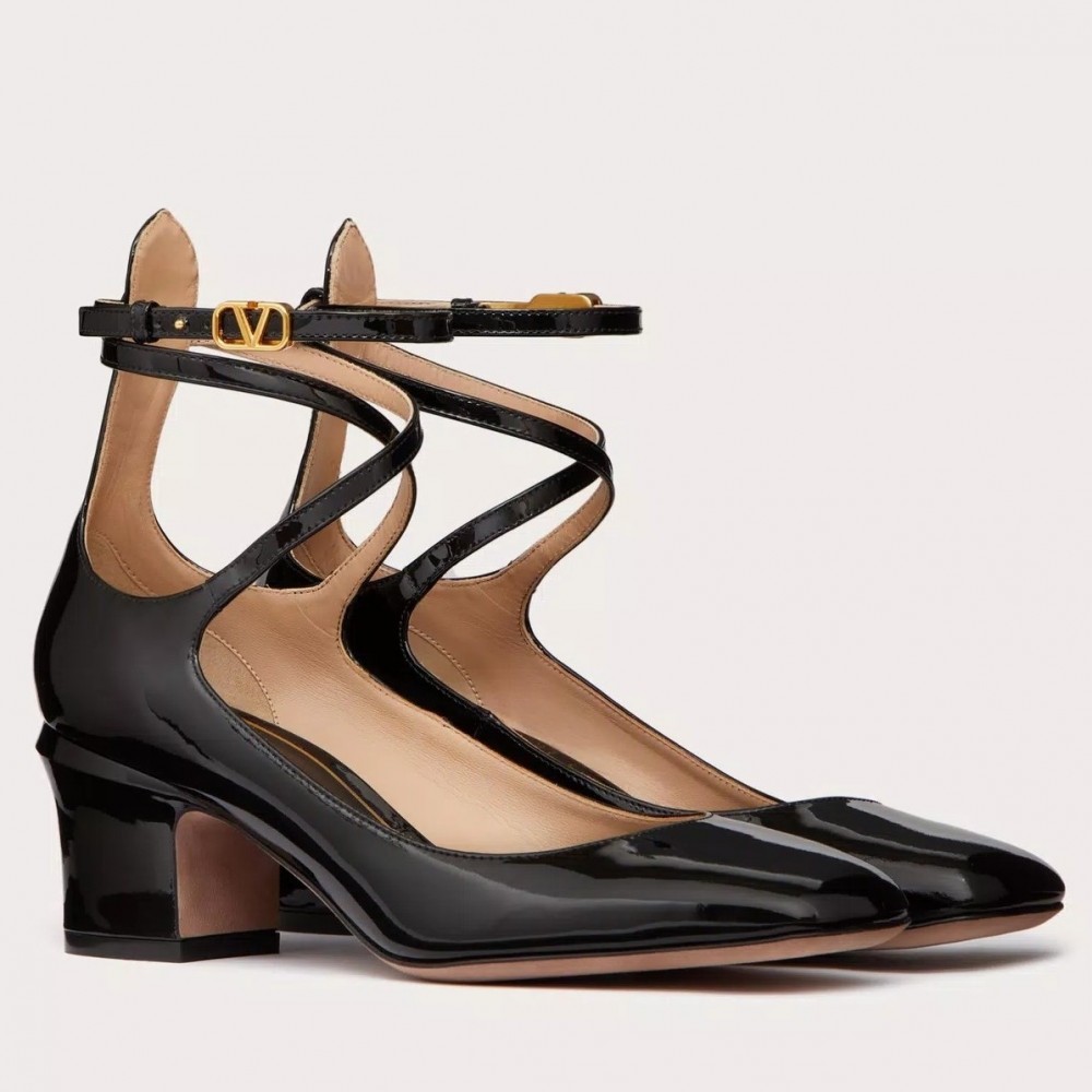 Valentino Garavani Tan-Go Pumps 60mm In Black Patent Leather TDSS14136