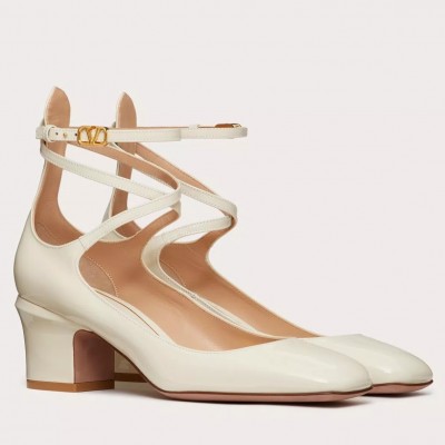 Valentino Garavani Tan-Go Pumps 60mm In White Patent Leather TDSS14137