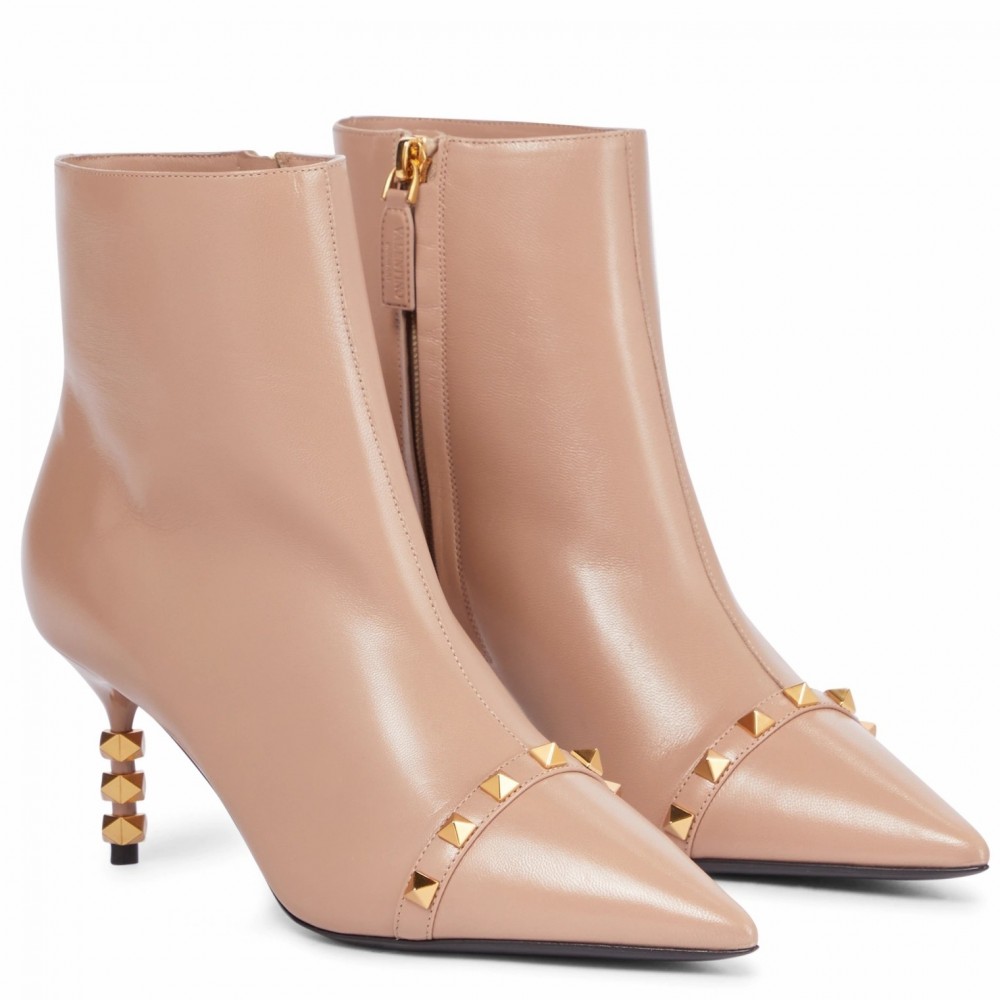 Valentino Nude Rockstud Ankle Boots with Sculpted Heel TDSS14154