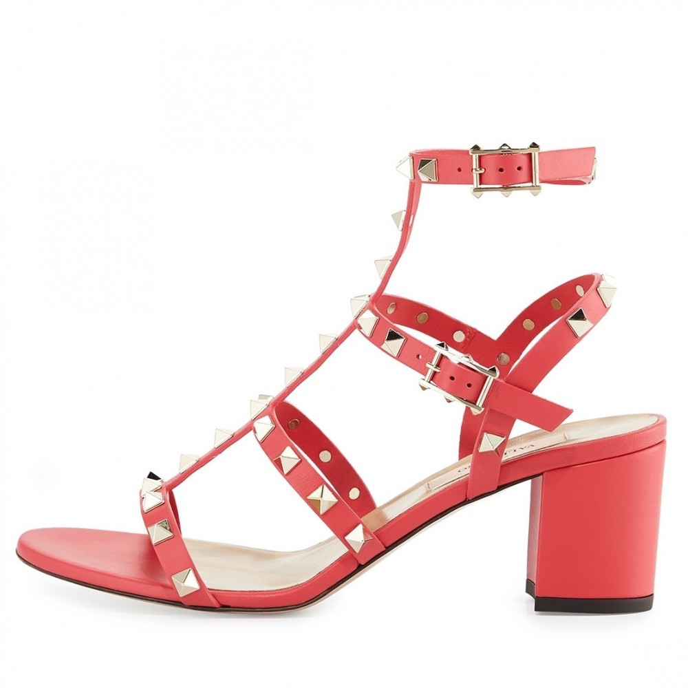 Valentino Red Rockstud Block Heel Cage Sandal TDSS14182