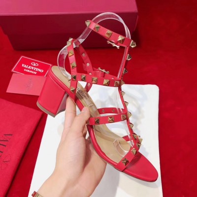 Valentino Red Rockstud Block Heel Cage Sandal TDSS14182