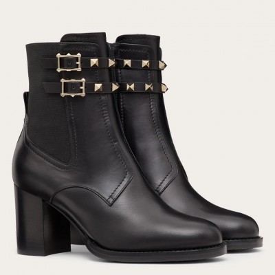 Valentino Rockstud Ankle Boots 70mm In Black Leather TDSS14184