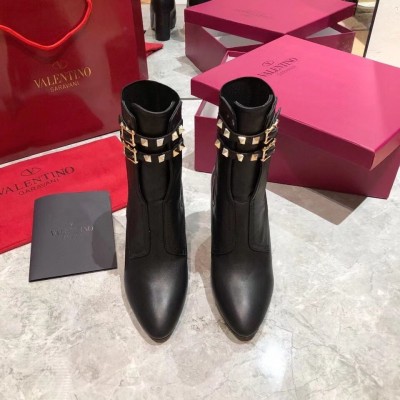 Valentino Rockstud Ankle Boots 70mm In Black Leather TDSS14184