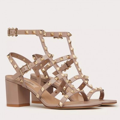 Valentino Rockstud Ankle Strap Sandals 60mm In Poudre Calfskin TDSS14201