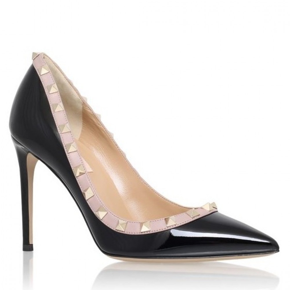 Valentino Rockstud Black 100MM Patent Pumps TDSS14218