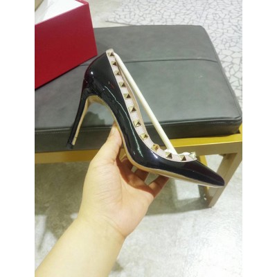 Valentino Rockstud Black 100MM Patent Pumps TDSS14218