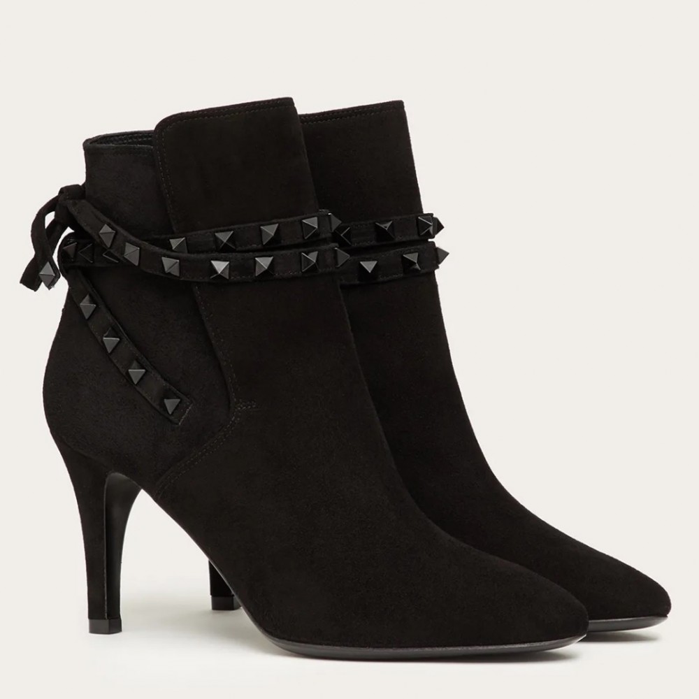 Valentino Rockstud Flair 85MM Ankle Boots In Black Suede TDSS14226