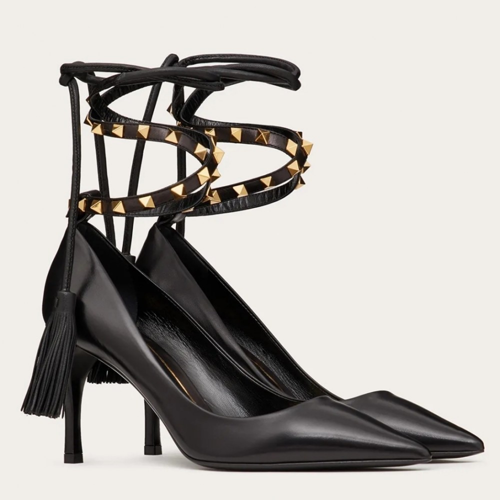 Valentino Rockstud Flair Pumps 85mm In Black Lambskin TDSS14229