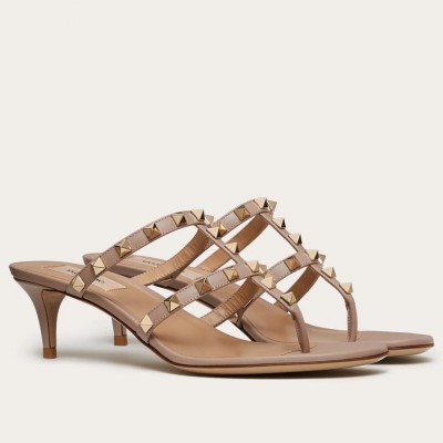 Valentino Rockstud Flip Flop Sandals 50mm In Poudre Calfskin TDSS14237