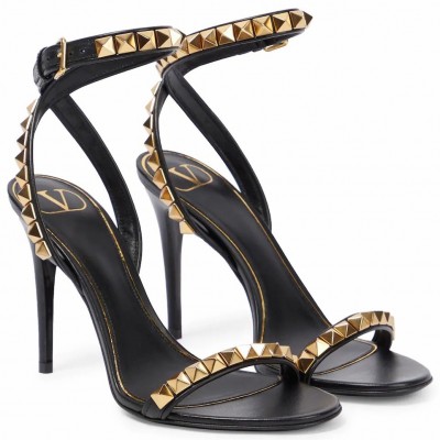 Valentino Rockstud No Limit Sandal 100mm In Black Lambskin TDSS14241