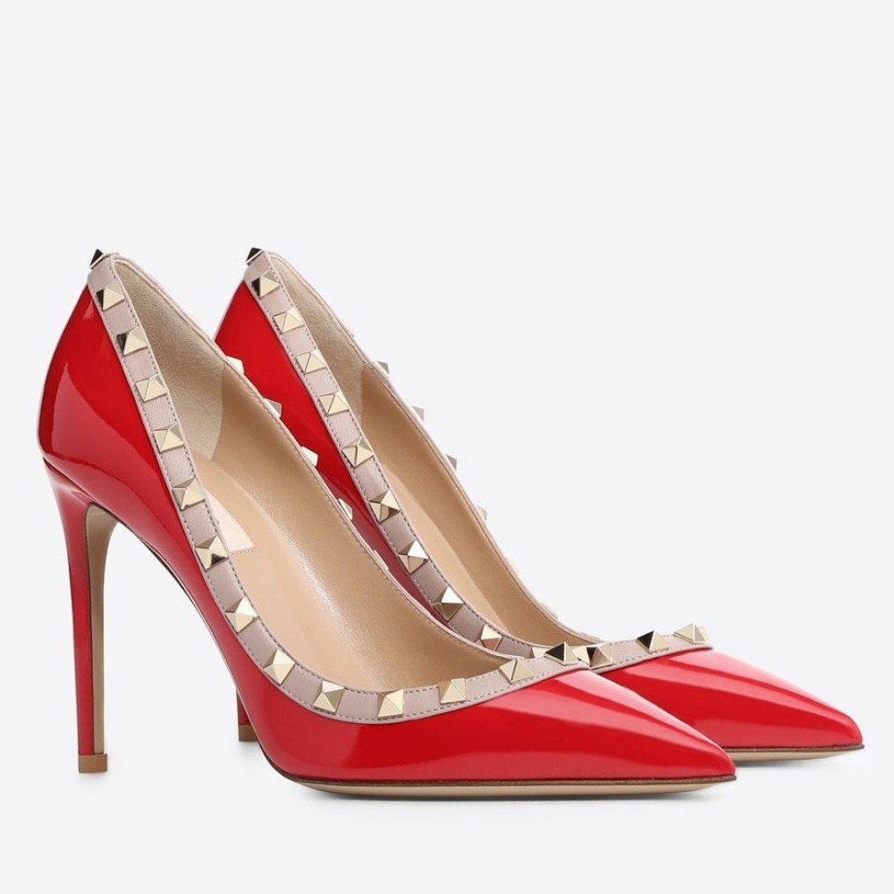 Valentino Rockstud Red 100MM Patent Pumps TDSS14246