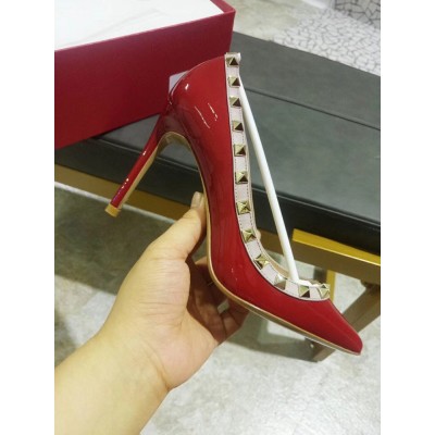 Valentino Rockstud Red 100MM Patent Pumps TDSS14246