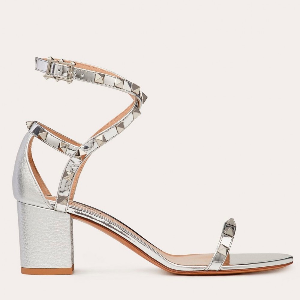 Valentino Rockstud Sandals 60mm In Laminated Calfskin TDSS14248