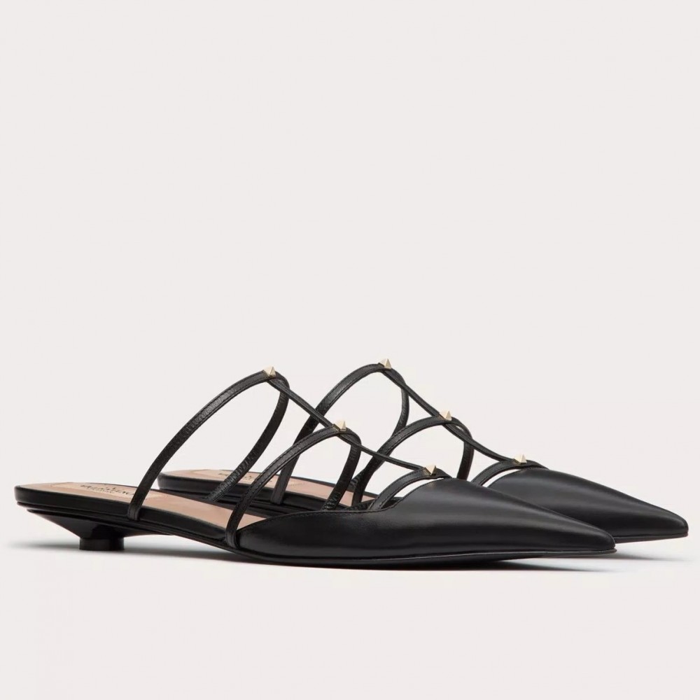 Valentino Rockstud Wispy Mules in Black Leather TDSS14259