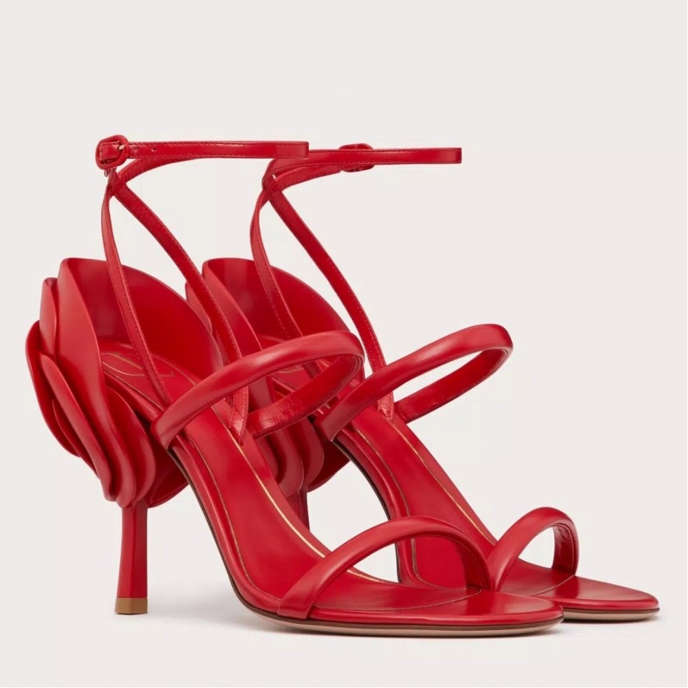 Valentino Roserouche Sandals 1959 100mm in Red Calfskin TDSS14309