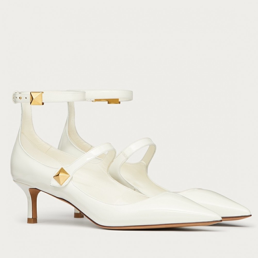 Valentino Tiptoe Pumps 50mm In White Patent Leather TDSS14322